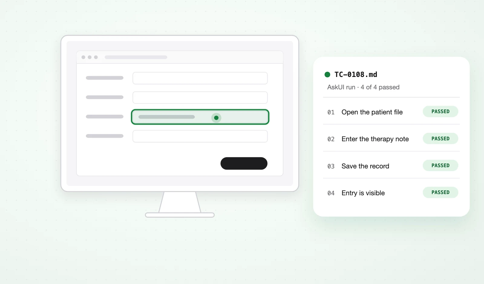 Illustration: a hospital documentation system with an AskUI run report
