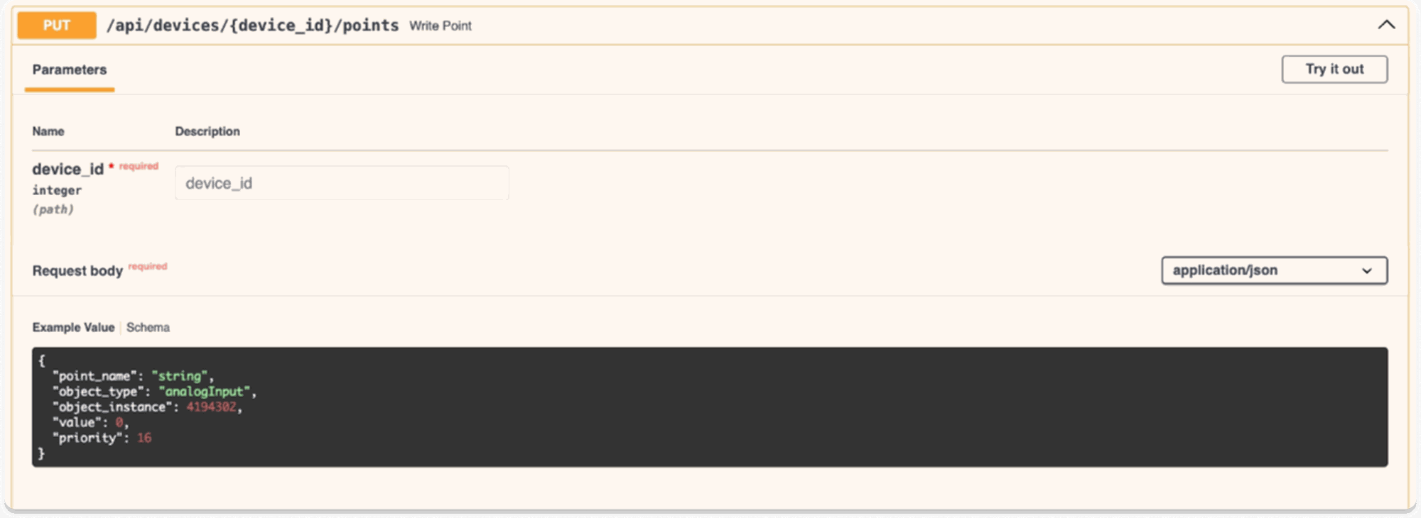 The simulator's REST API supports sending commands with a specified BACnet priority.